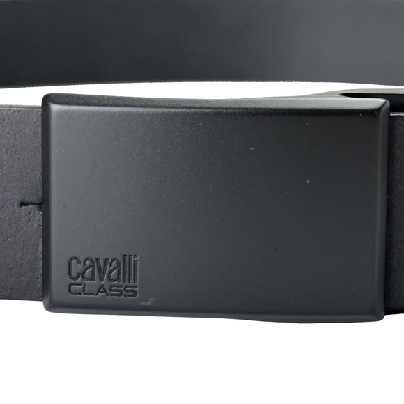 Cavalli Class Men's Black 100% Leather Buckle Decorated Belt - Picture 3 of 6